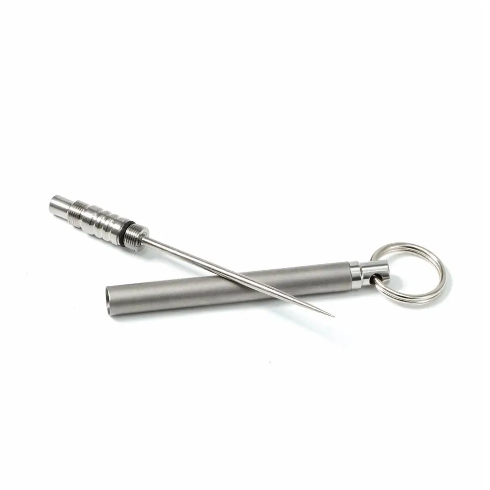 Palito de Titânio Multi função de Frutas Acessórios de Viagem Ferramenta de Sobrevivência de Auto defesa Puro ao ar Livre Garfo Palito Keychain Kit 13 Multi-função de Frutas Garfo Palito Keychain Acessórios