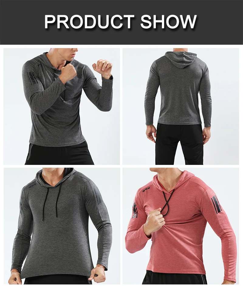 BARBOK Autumn Hoodies Sport T Shirt Men's Zipper Running Jackets Fitness Gym Sports Clothing Sport Top Tight Fitness Sportswear