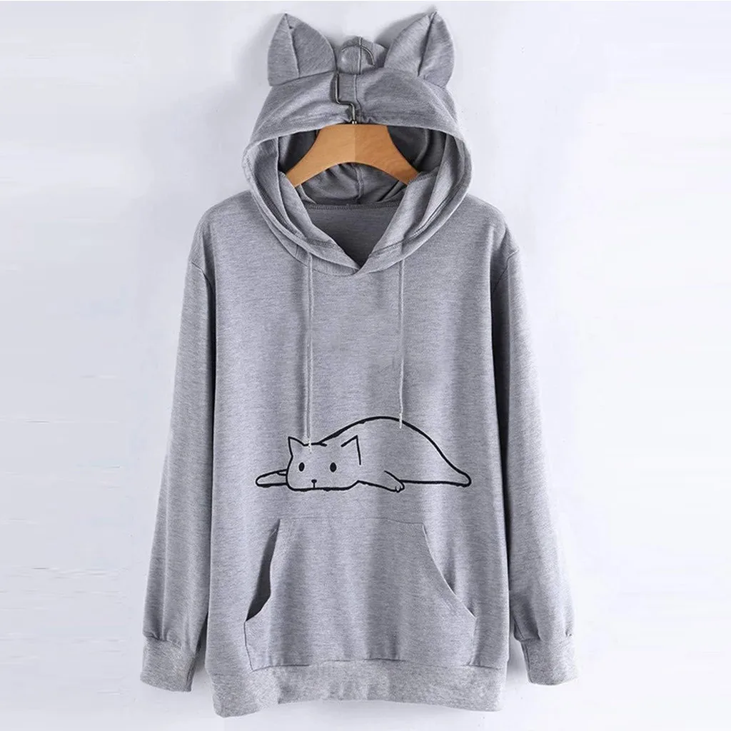 Hoodies Women Autumn 2019 Solid Long Sleeve Hooded Harajuku Streetwear Hoodie Hoodies And Sweatshirts Women Pullovers Clothes