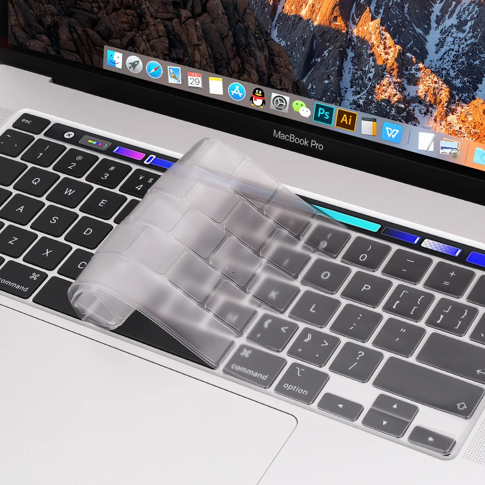 Чехол для клавиатуры MacBook Pro 13 дюймов 2020 M1 A2338 прозрачный защитный чехол из ТПУ ЕС и