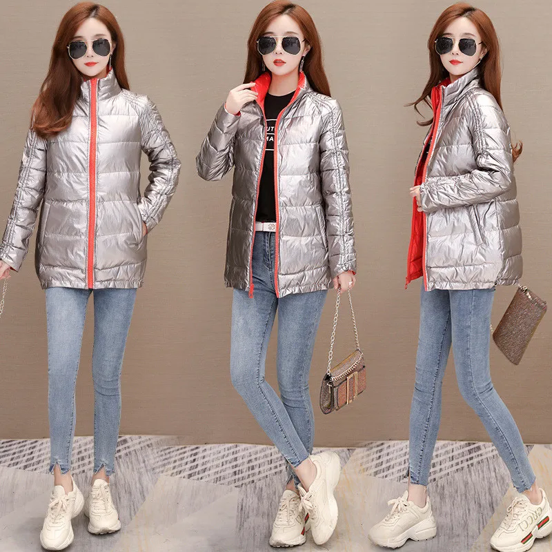 

High-End 2019 Autumn Ol Elegant Korean-style WOMEN'S Wear Long Sleeve Stand Collar Slim Women's Cotton-padded Clothes