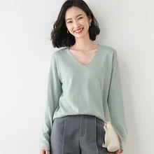 adohon 2021 woman winter 100% Cashmere sweaters and autumn knitted Pullovers High Quality Warm Female thickening V-neck
