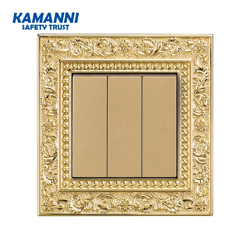Luxury metal hand-polished button switch pattern engraving Chinese style control wall lighted  light switch 1/2/3 gang 1/2 way