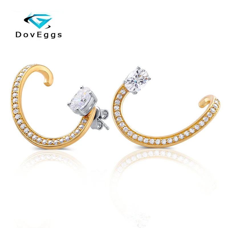 

DovEggs Solid Sterling S925 2.65CTW 5X7mm F Color Moissanite Stud Earrings with Accents for Women Push Back in Two Style