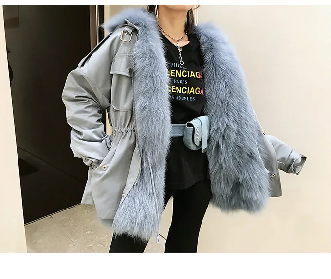 Real Fur Coat Women Fox Fur Coat Women Clothes Real Fur Parka Warm Winter Coat Womens Clothing Manteau Femme BL-299 YY1067