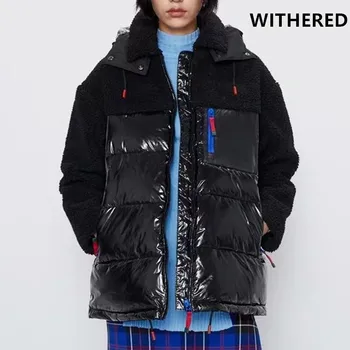 

Withered winter coat women england high street colorful zippers shine Waterproof and windproof thick warm parka short coat women