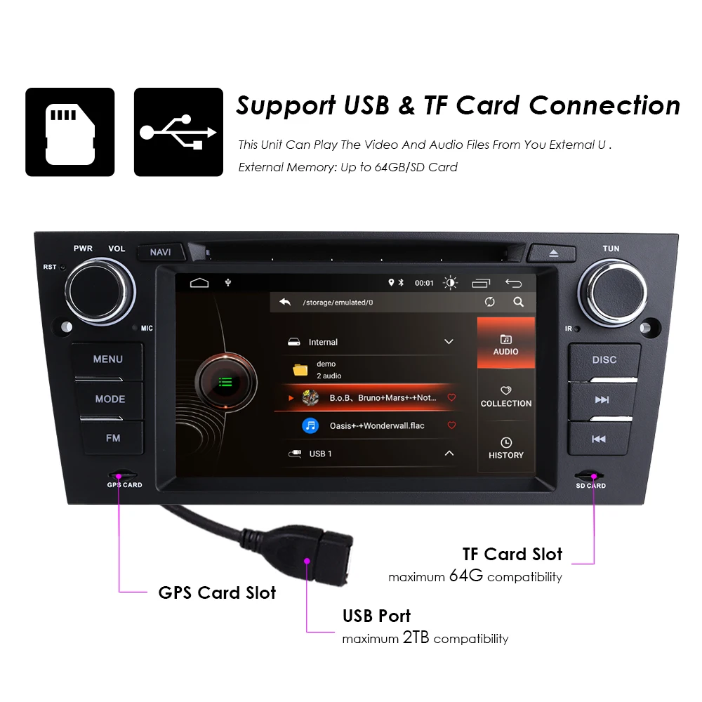 Sale Car Multimedia Player GPS Android 9.0 1 Din DVD Automotivo For BMW/3 Series E90/E91/E92/E93 2GB RAM Radio FM Wifi 4G SWC DAB USB 18