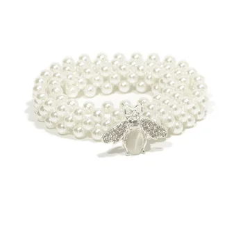 

Bee Cicada Starfish Buckle Elegant Women Pearl Belt Waist Belt Elastic Buckle Pearl Chain Belt Female Girls Dress Crystal Strap