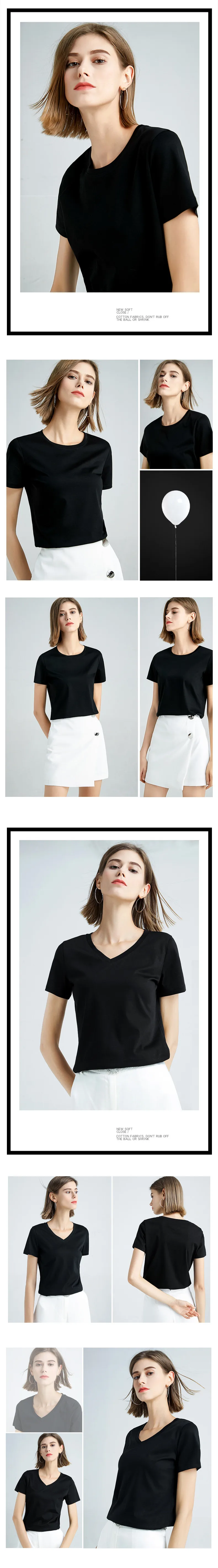 MRMT 2025 Brand New 80S Pure Cotton Women's T Shirt High Quality T-shirt for Female Short Sleeve V Collar Leisure Tops Tshirt
