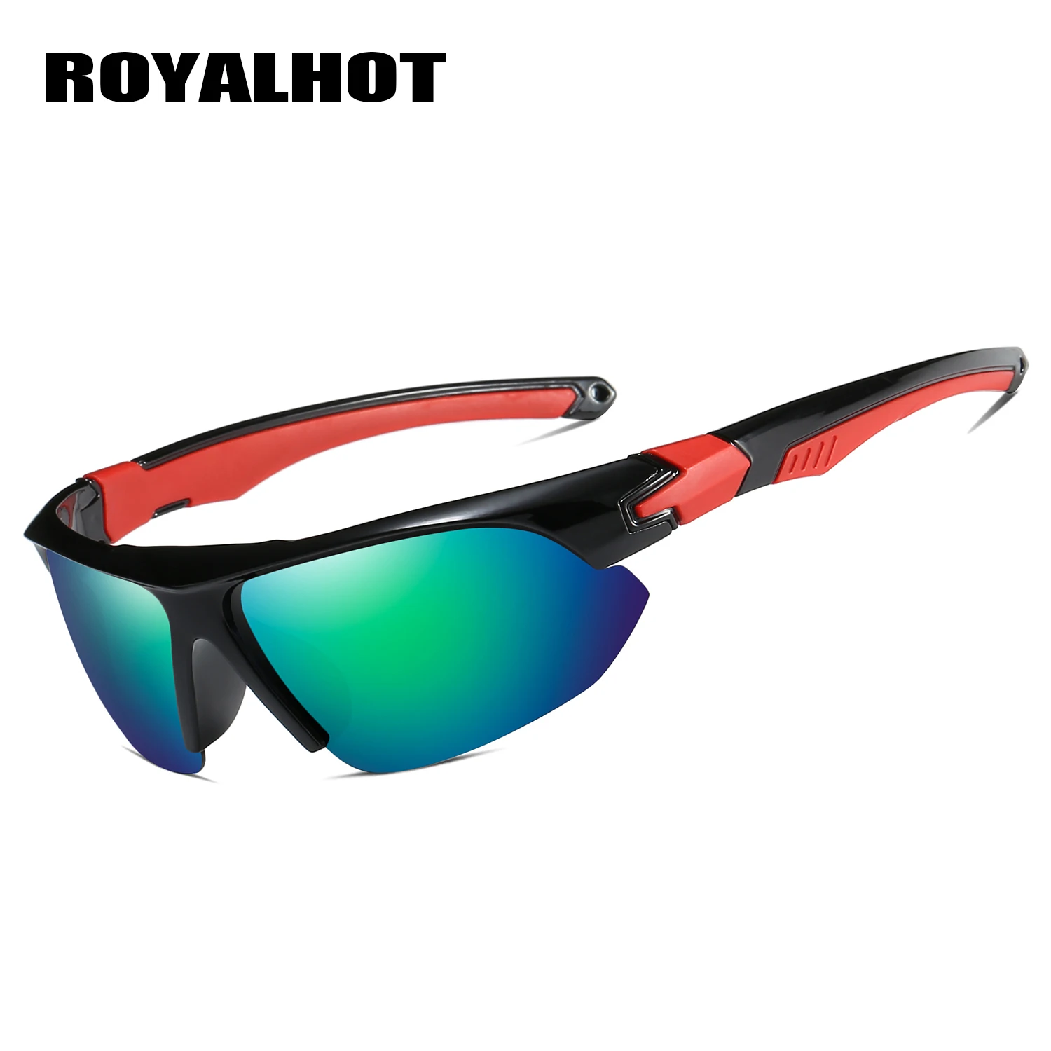 RoyalHot, мужские, женские, поляризационные, с красной подошвой, спортивные солнцезащитные очки, Ретро стиль, солнцезащитные очки, 900218 - Цвет линз: black blue
