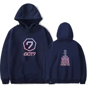 

2018 Fashion Female Got7 Kpop Spring Autumn Number Printed Splice Sweatshirts K-pop Got 7 Short Hoodies Red Sudadera Mujer Tops
