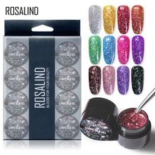 Розалинд блестящего шелка Гель-лак для ногтей маникюрный набор для дизайна ногтей 12 шт./компл. Гибридный блеск Платиновый Гель-лак, верхний слой