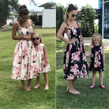 

Summer Sleeveless Party Dress 2020 For Mother And Daughter Family Look Mom Daughter Dresses Floral Matching Mommy And Me Outfits