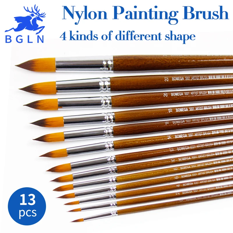 

13Pcs/set Nylon Hair Oil Paint Brush Round Pointed Tip Paint Brushes Artist For Oil Watercolor Acrylic Painting Art Supplies