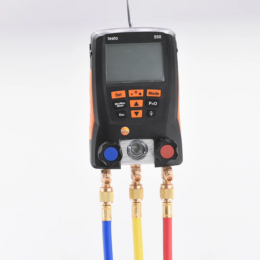 NEW Testo 550 Digital Manifold Gauge with 2pcs Clamp,2 Valves,System for HVAC 0563 1550 Built-in 60 common refrigerants