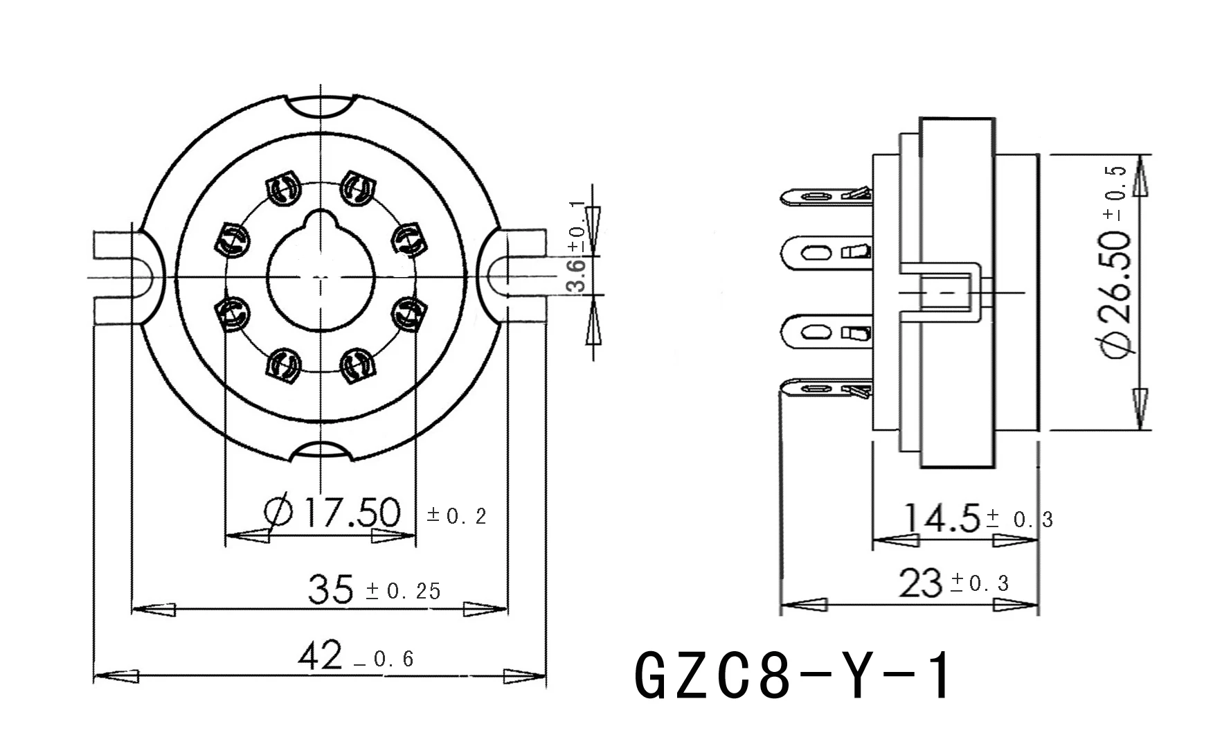 10PCS Chassis Montieren 8 Pin K8A Octal Keramik Rohr Steckdosen für KT88 KT66 6SN7 5AR4 GZ34 5881 6V6 5U 4G 6550 6J7 6SJ7 – Detail 1