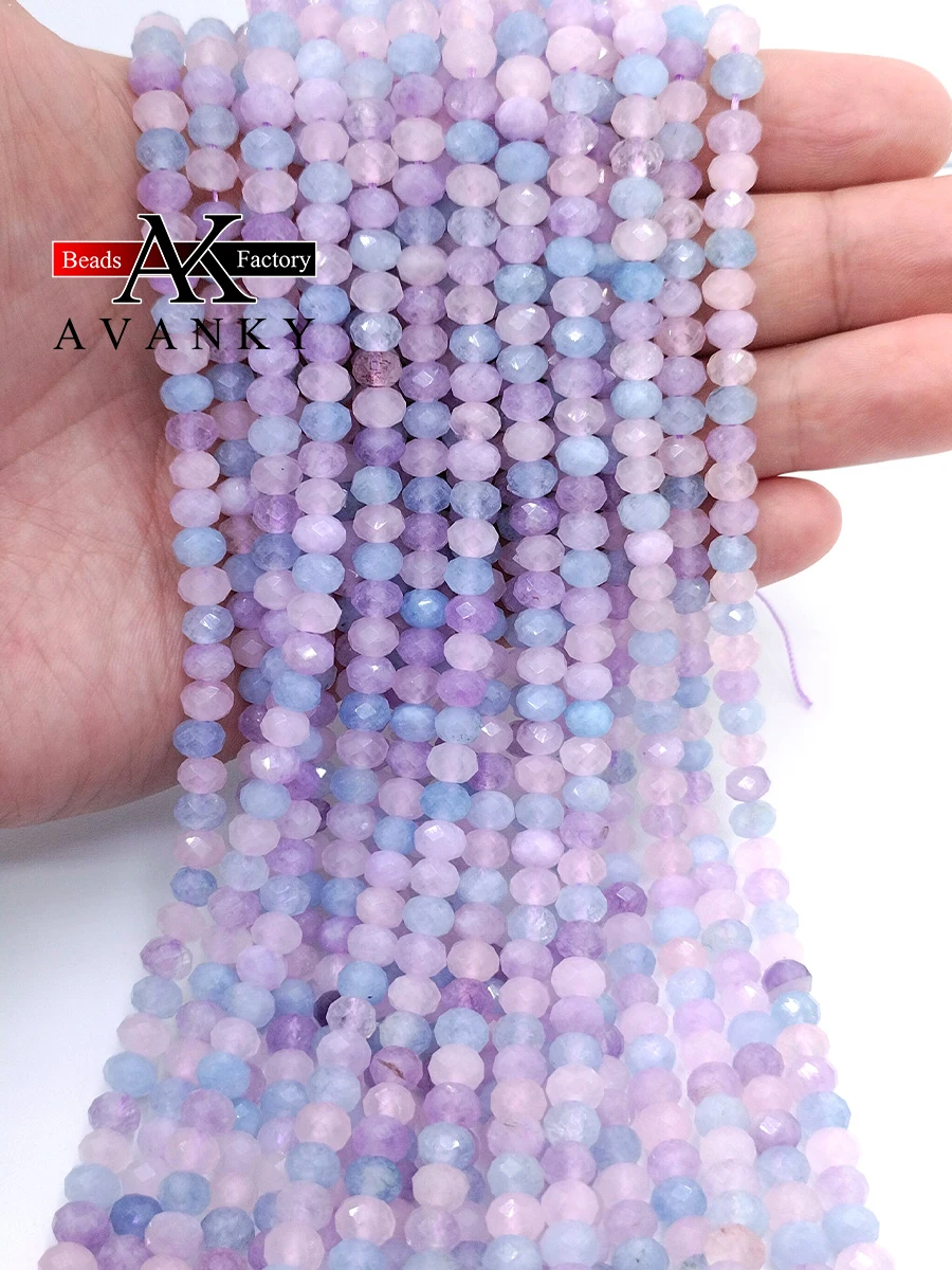 Natural Faceted Amethysts Quartz Stone Beads Lavender Quartz Aquamarine for Jewelry Making DIY Necklace Bracelet 15'' 4x6mm