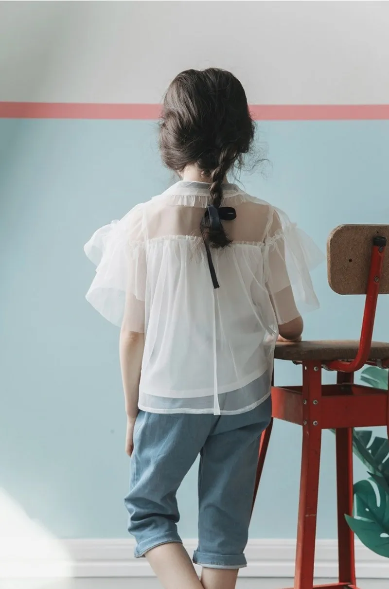 Летняя детская одежда; клубника; Shan Xian Qi; макет; комплект из двух предметов; рубашка с бантом для девочек; Милая Элегантная футболка с короткими рукавами