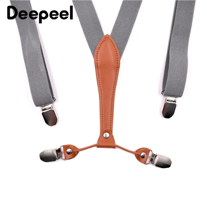 Deepeel 1 шт. 2,5*115 см Высококачественный полиэстеровый эластичный ремень 4 зажим регулируемые подтяжки костюм брюки аксессуары для подтяжки