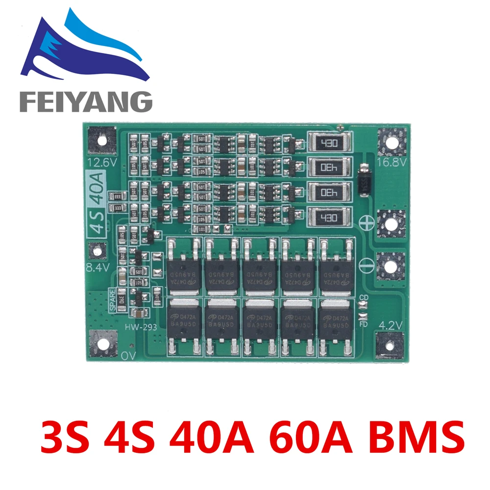 4S 40A 14.8V 16.8V Li-ion Lithium 18650 Battery BMS PCB Protection Board Balance