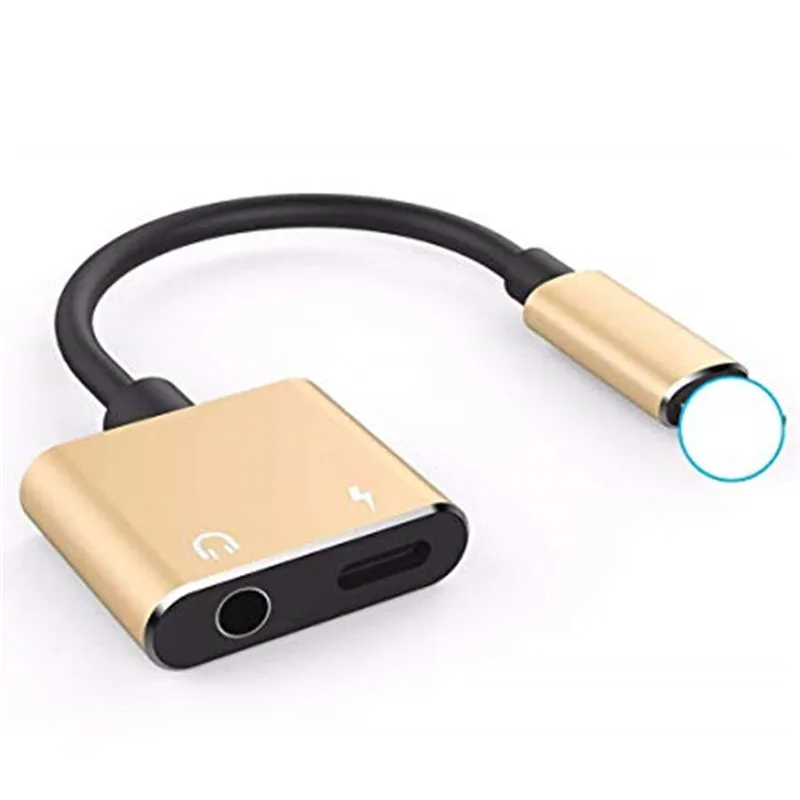 2 в 1 аудио адаптер для lightning на 3,5 мм разъем Aux Наушники Adaptador для iPhone 7 8 Plus XS Max XR X зарядный кабель IOS 12,3 - Цвет: gold