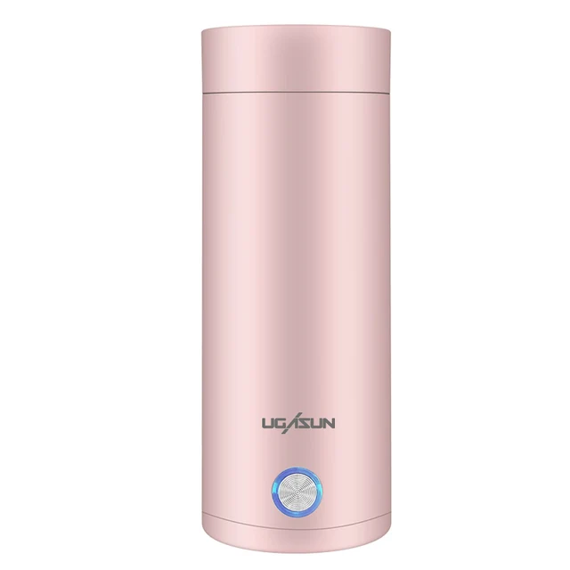 UGASUN Portable Electric Kettle Thermal Cup Coffee Travel Water Boiler Temperature Control Smart Water Kettle Thermos PINK