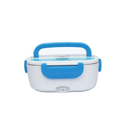 12V/ 110V 220V Dual Use Home Car Heating Stainless Steel Lunch Box Thermos Food Warmer Container Portable Electric Rice Cooker - Цвет: Blue