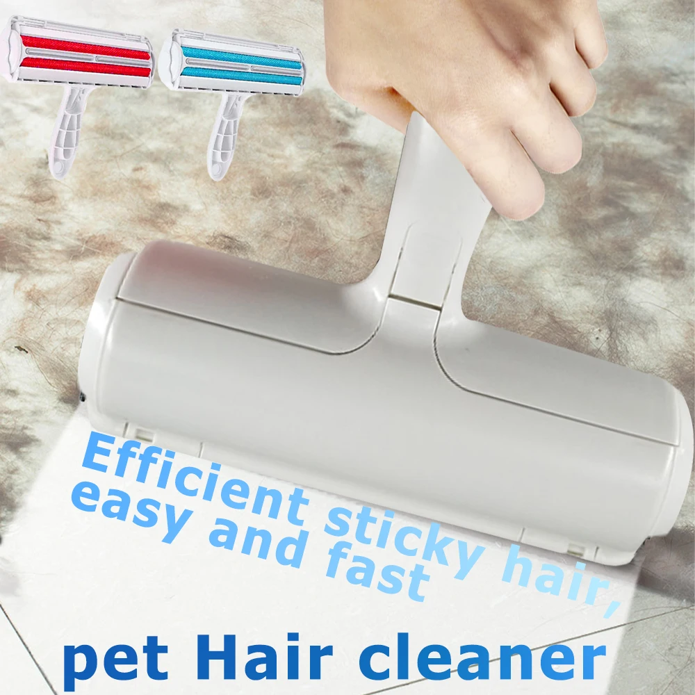 Pet Hair Roller Remover Lint Brush 2-Way Dog Cat Comb Tool Convenient Cleaning Dog Cat Fur Brush Base Home Furniture Sofa Clothe-4