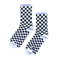 Trendy Checkered Cotton Streetwear Socks - Unisex Hip Hop Style (1)