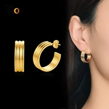 Vnox נשים זהב טון נירוסטה חישוק עגילי עבור נקבה ליידי המפלגה מתנות תכשיטי שלה(China)