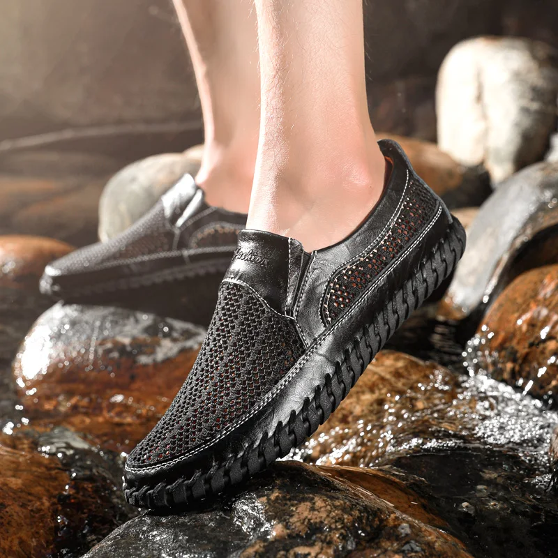 New Summer Genuine Leather Men Sneakers Fashion Men Casual  display picture 2