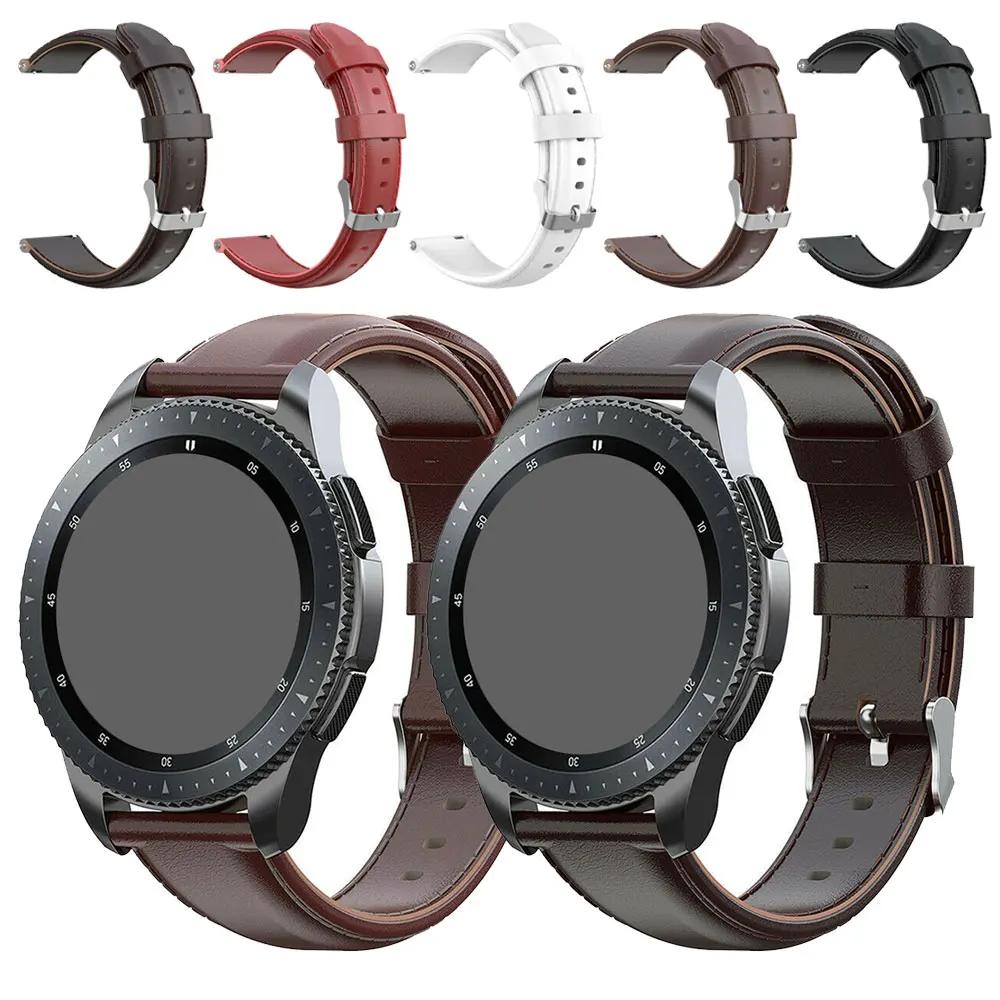 

22mm Watch Band Leather Strap Women Men for Samsung Galaxy Watch 46mm Replacement Watch Accessories for Fossil Sport 43mm Belt