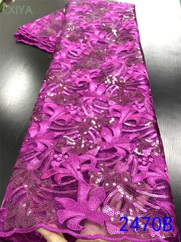 

High Quality Organza Lace Fabric African Sequins Lace Fabrics French Tulle Mesh Lace Fabrics Nigerian Net Lace Fabric APW2470B