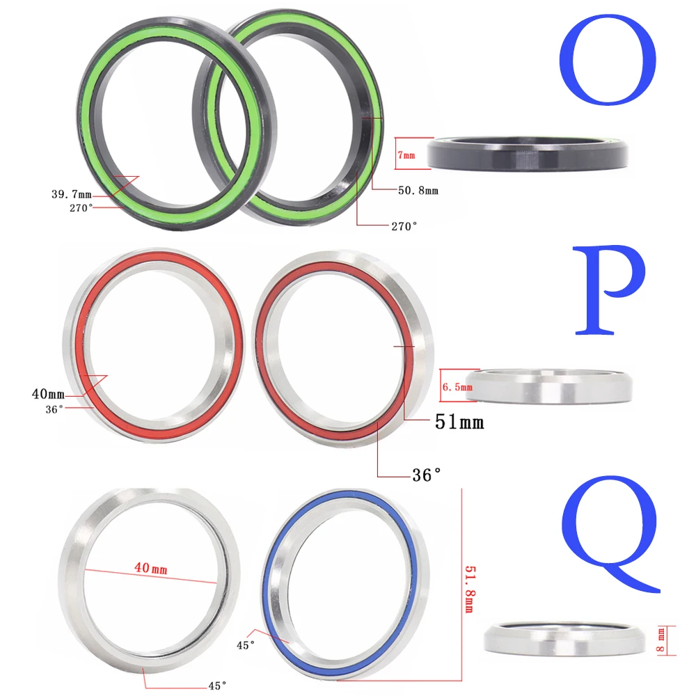 1PC Bike Headset Bearings 39.7 50.8 7 40 51 6.5 51.8 8 52 7 mm ACB Road MTB Angular Contact Bicycle Bearing 36/45 45/45 270/270