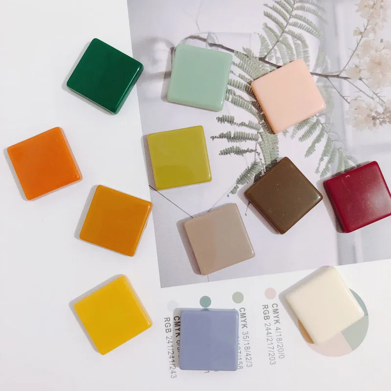 Retro Morandi color square diy resin earrings material handmade accessories 10pcs earring findings | Украшения и аксессуары