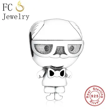 

FC Jewelry Fit Original Brand Charm Bracelet Pulsera 925 Sterling Silver Grandpa Spectacles Enamel Bead Making Berloque 2019