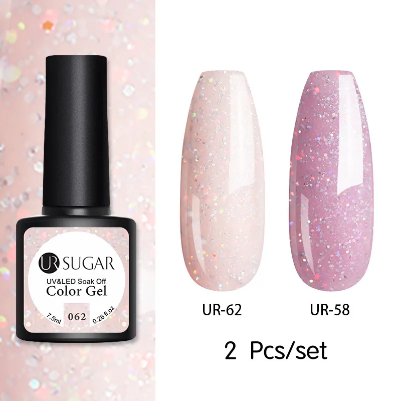 2pcs set34 Ur Sugar 2 шт. набор гель-лаков для ногтей цвет светодиодный Гель-лак для ногтей Полупостоянный лак для ногтей Блестящие Блестки Гелевые наборы - Цвет: 2pcs set34