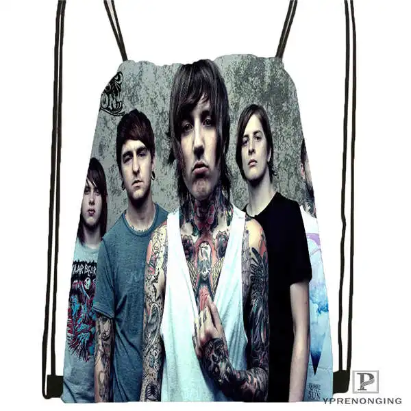 Drawstring Backpack Custombring-me-the-horizon походная сумка на шнурке милый рюкзак для детей(черная спинка) 31x40 см#2018612-01-27 - Цвет: Drawstring Backpack
