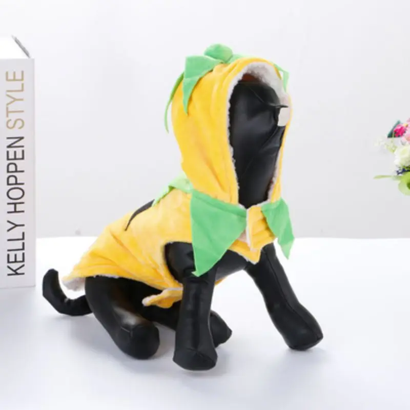 Pet Pumpkin Cosplay Costume Coral Velvet Dog Coat Halloween Decoration Hooded Funny Dog Hooded Coat