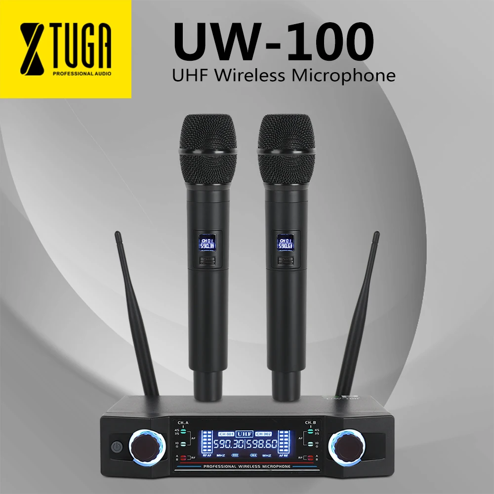UW-100 UHF профессиональный Беспроводной микрофон Системы 2 канальный ручной микрофон используется в Karaok церкви вечерние конференции сцены