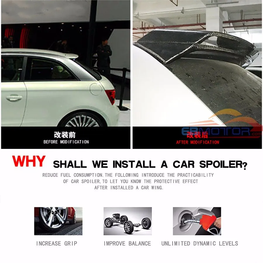 ebmotor-com Real carbon fiber roof spoiler wing for Audi A1 8X 2011-2014 A091 29_4316