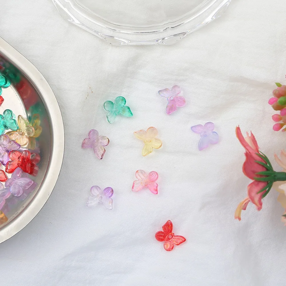 10 Stück bunte Lampwork-Glasperlen in Schmetterlingsform für selbstgemachte Ohrringe, Schmuckherstellung, Accessoire-Perlen im antiken Stil – Detail 5