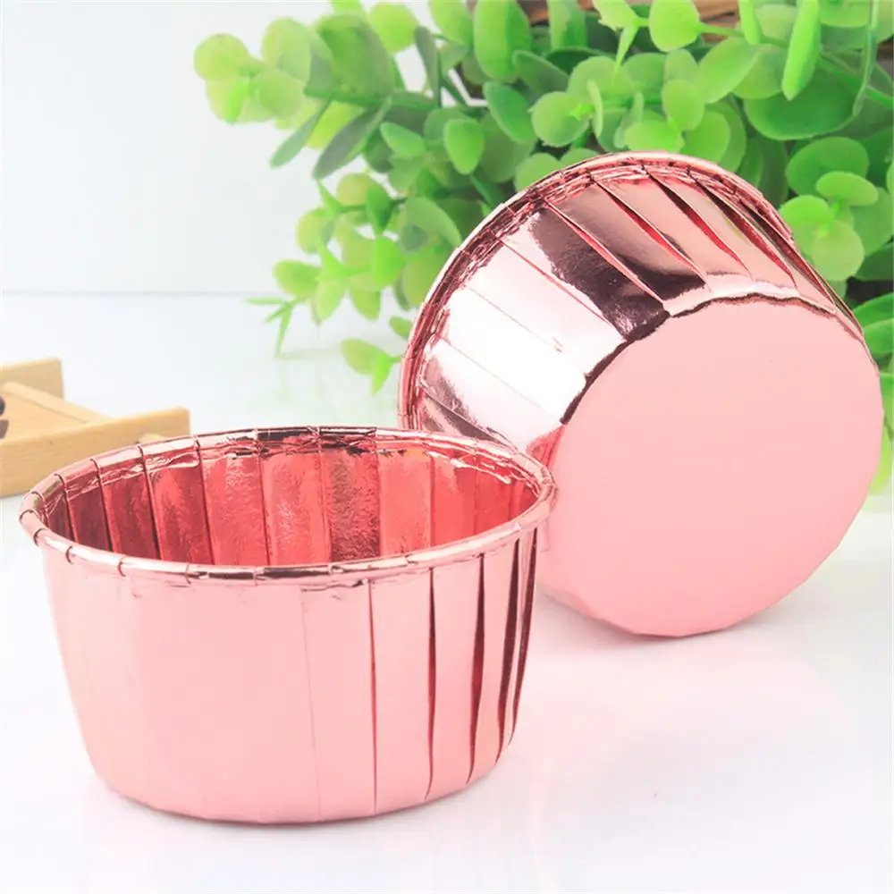 rose red 50 шт. бумажные стаканчики для кексов, маслостойкие Формы для кексов, поднос для выпечки, чехол для свадебной вечеринки, обертка для кексов, бумага 35DC19 - Цвет: rose red