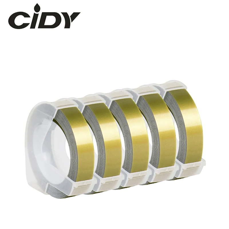 CIDY 5 шт. золотой цвет совместимый с DYMO 3D пластиковым тиснением Xpress этикетки 9 мм * 3