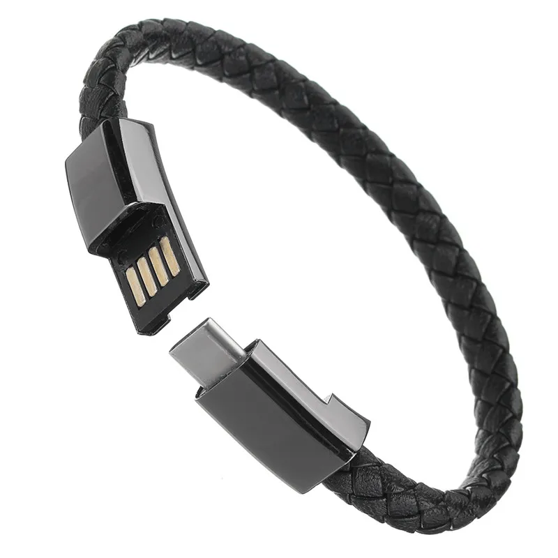 Портативный кожаный браслет USB-кабель для Xiaomi IPhoneX XR Samsung A50 зарядный кабель типа C