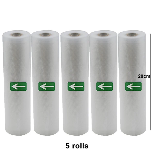 20CMx5ROLLS 5 рулонов/лот Кухня Еда Вакуумный пакет для хранения пакеты для вакуумного упаковщика сумка Еда мешки для упаковки 28/25/20/15/12 см* 500 см - Цвет: 20CMx5ROLLS