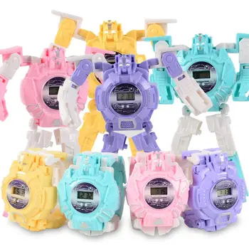 

2 In 1 Deformation Robot Watch Toys Cartoon Kids Toy Watches 360 Degree Ratation Puzzle Toys For Boys Girls Birthday Gift