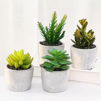 

1PC Artificial Stone Lotus Succulent Flower Plant Bonsai Potted Placed Green Fake Plants Home Garden Landscape Decoration
