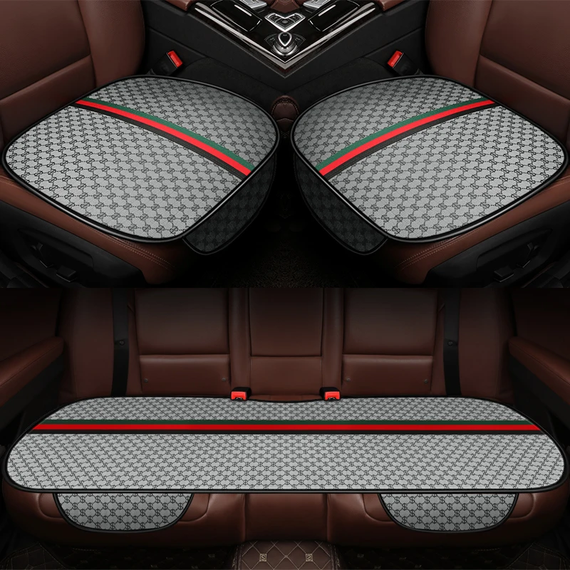 

2022 new car seat four seasons universal three-piece single-piece polyester fiber car seat cushion winter cute rear trolley mat