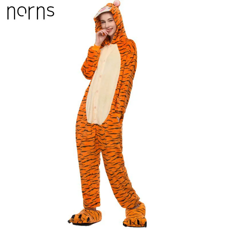 Norns Tigger милые женские пары зимние домашние фланелевые с длинным рукавом утолщенные мультфильм животных кусок пижамы